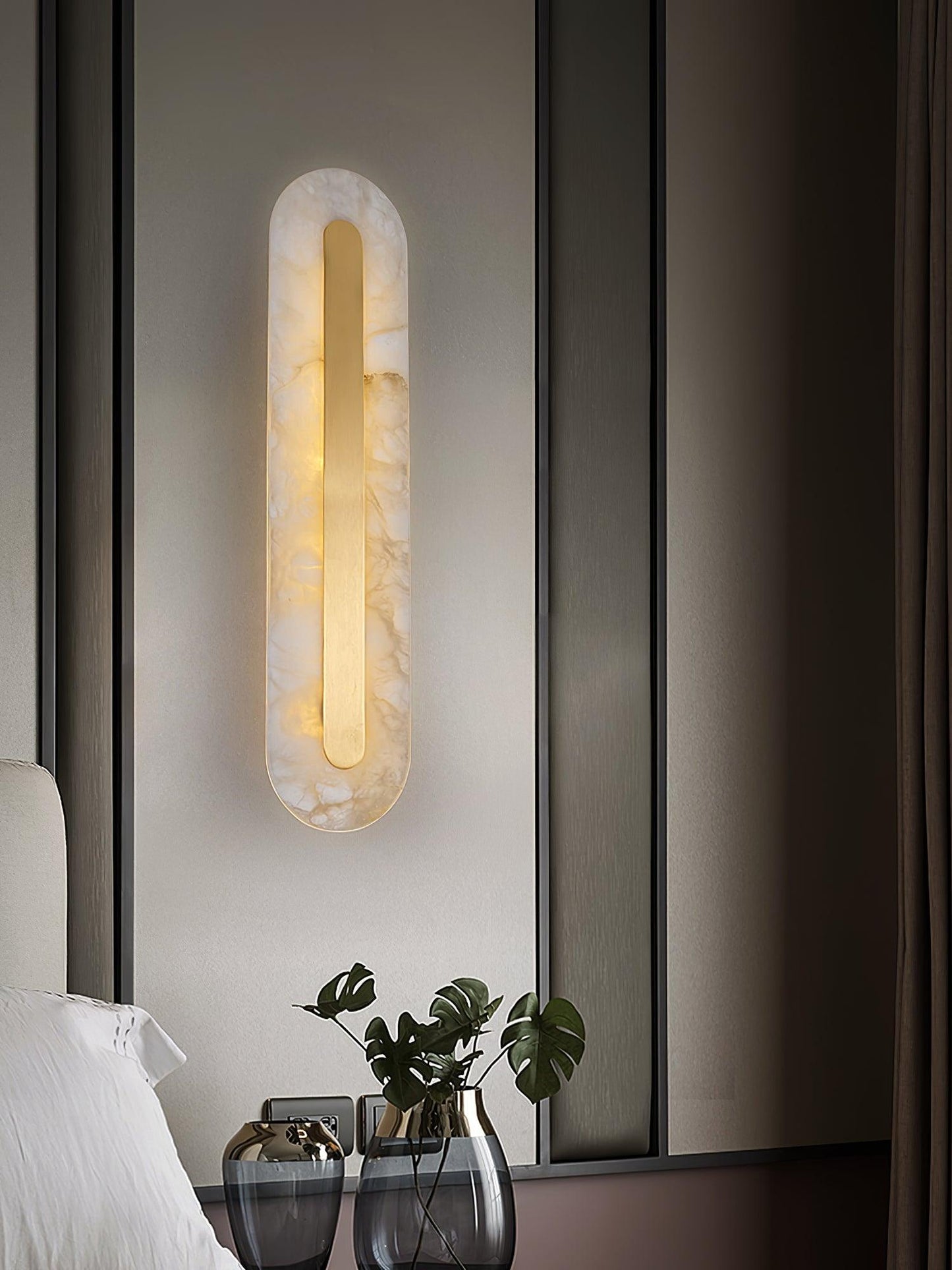 Alabaster Rounded Wall Light Fixture - Modern Sconce for Living Room & Hallway Lighting