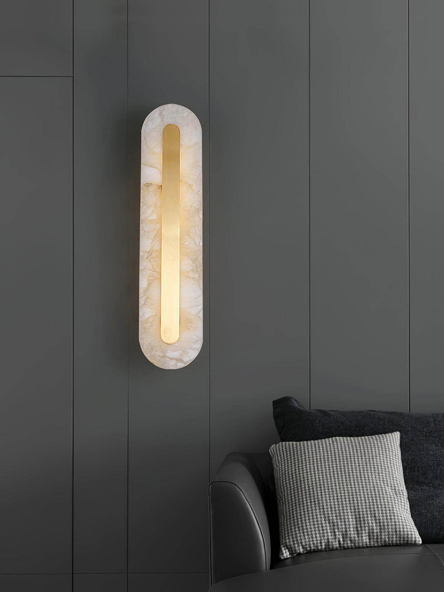 Alabaster Rounded Wall Light Fixture - Modern Sconce for Living Room & Hallway Lighting