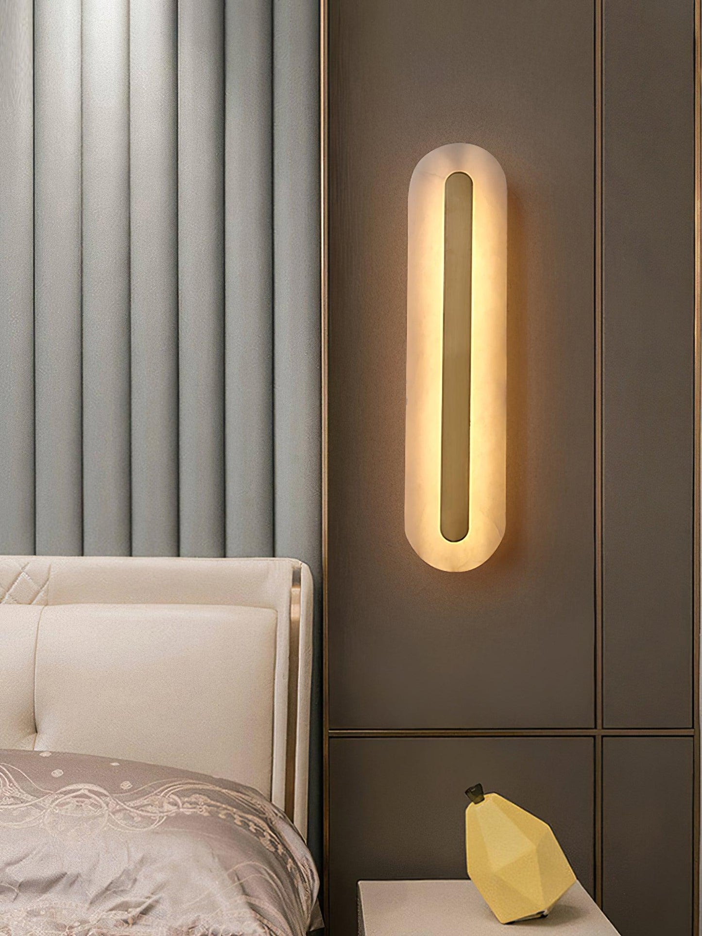 Alabaster Rounded Wall Light Fixture - Modern Sconce for Living Room & Hallway Lighting