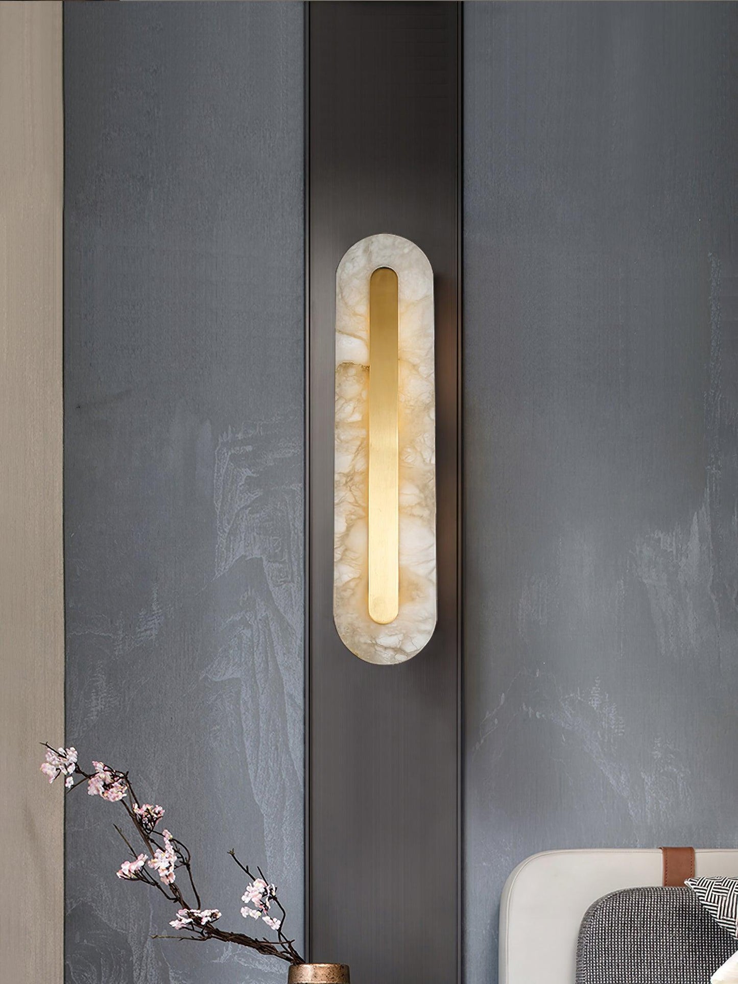Alabaster Rounded Wall Light Fixture - Modern Sconce for Living Room & Hallway Lighting