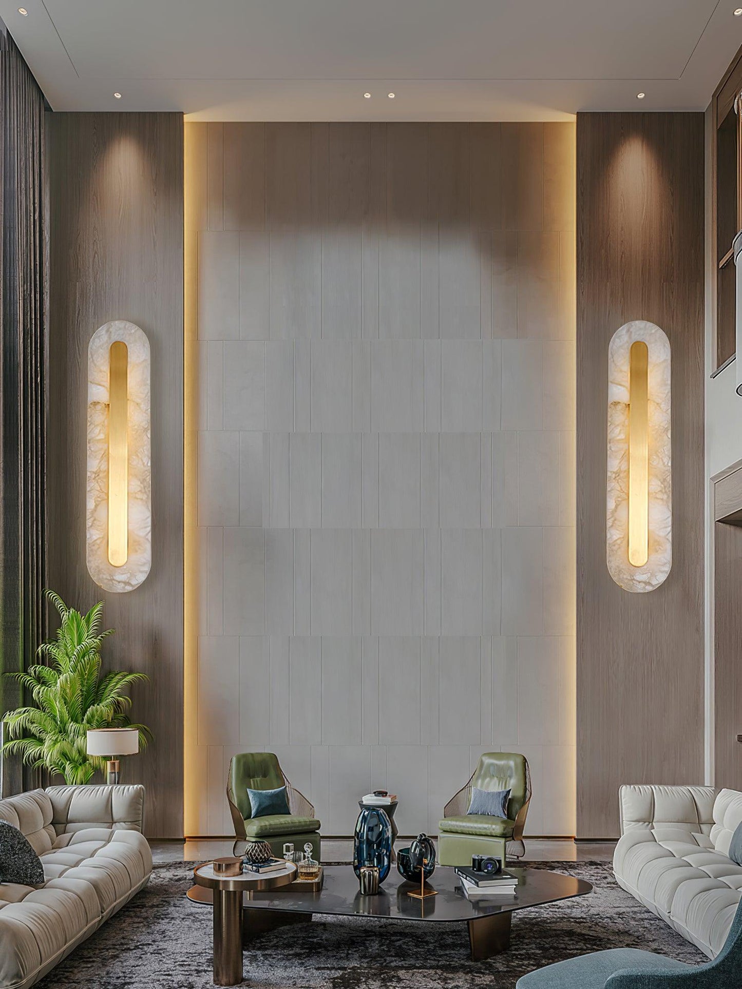Alabaster Rounded Wall Light Fixture - Modern Sconce for Living Room & Hallway Lighting