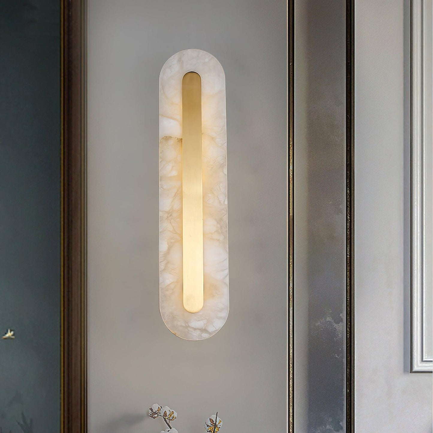 Alabaster Rounded Wall Light Fixture - Modern Sconce for Living Room & Hallway Lighting
