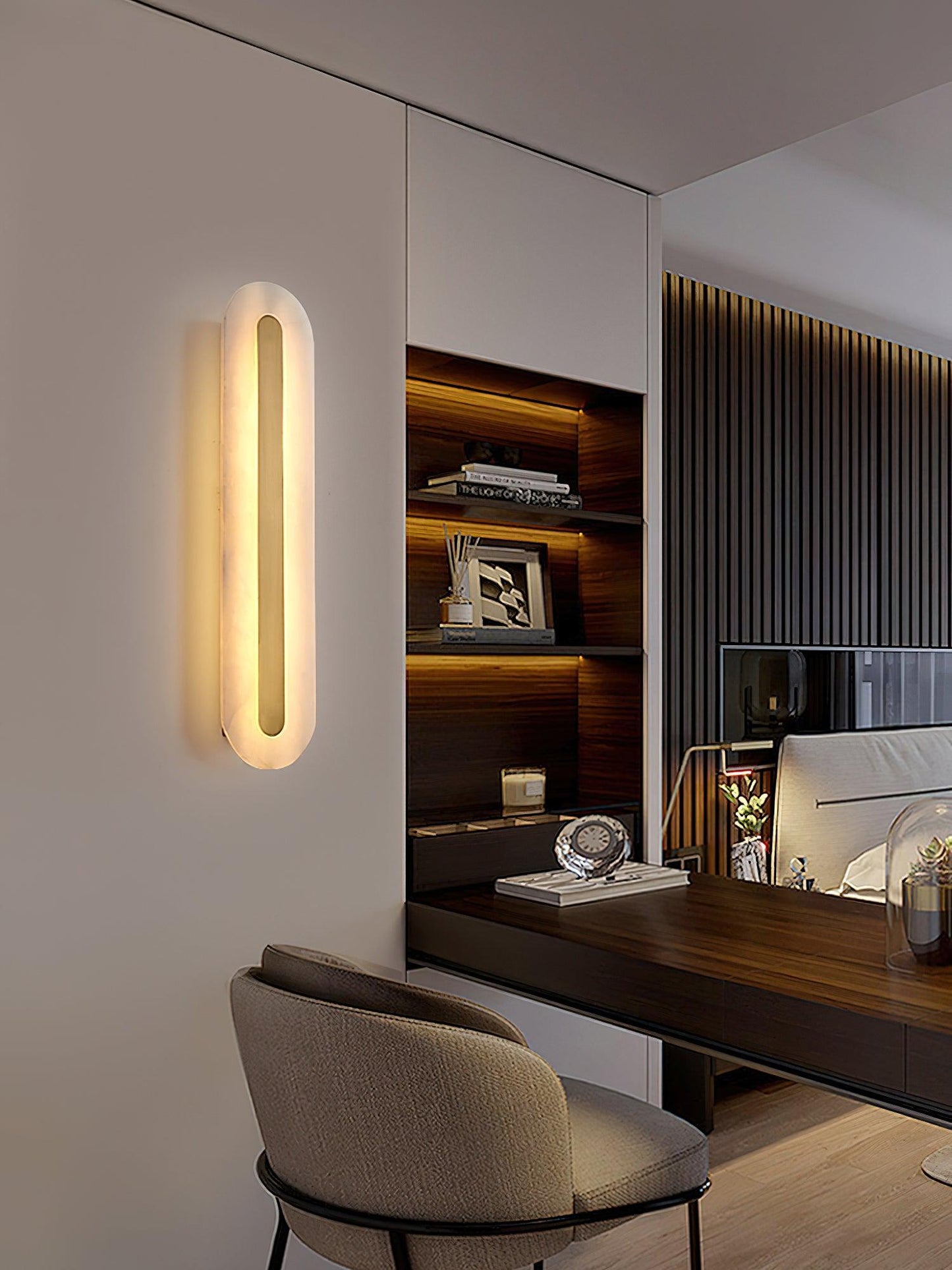 Alabaster Rounded Wall Light Fixture - Modern Sconce for Living Room & Hallway Lighting