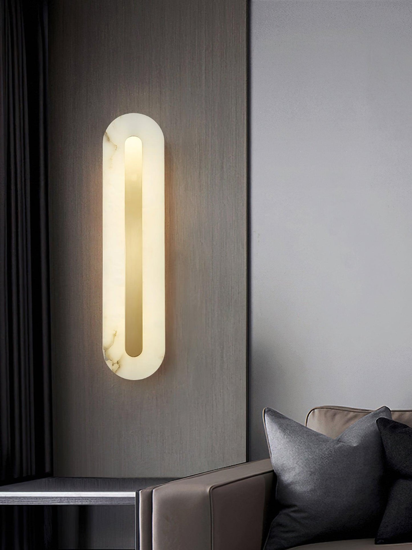 Alabaster Rounded Wall Light Fixture - Modern Sconce for Living Room & Hallway Lighting