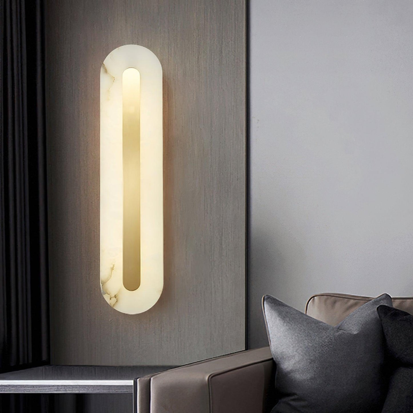 Alabaster Rounded Wall Light Fixture - Modern Sconce for Living Room & Hallway Lighting