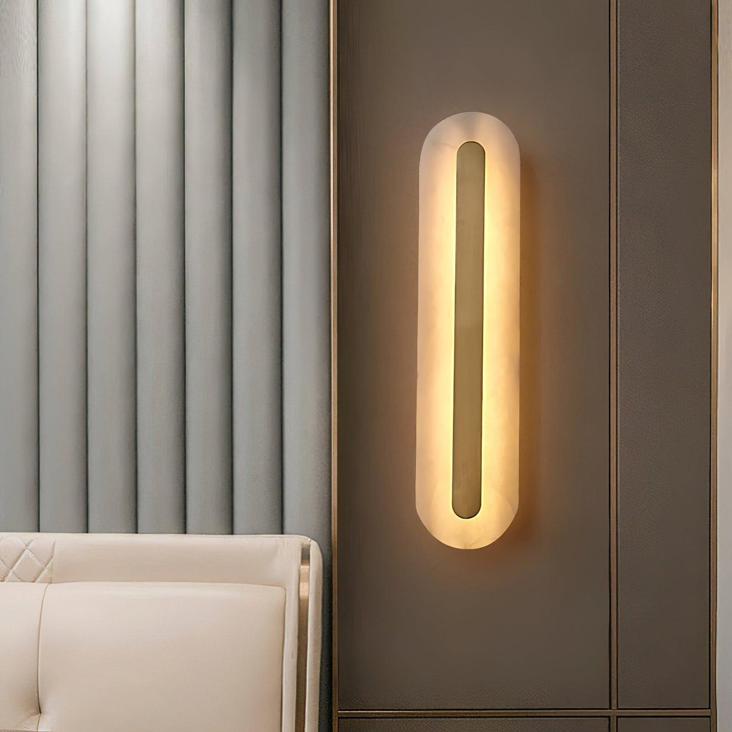 Alabaster Rounded Wall Light Fixture - Modern Sconce for Living Room & Hallway Lighting