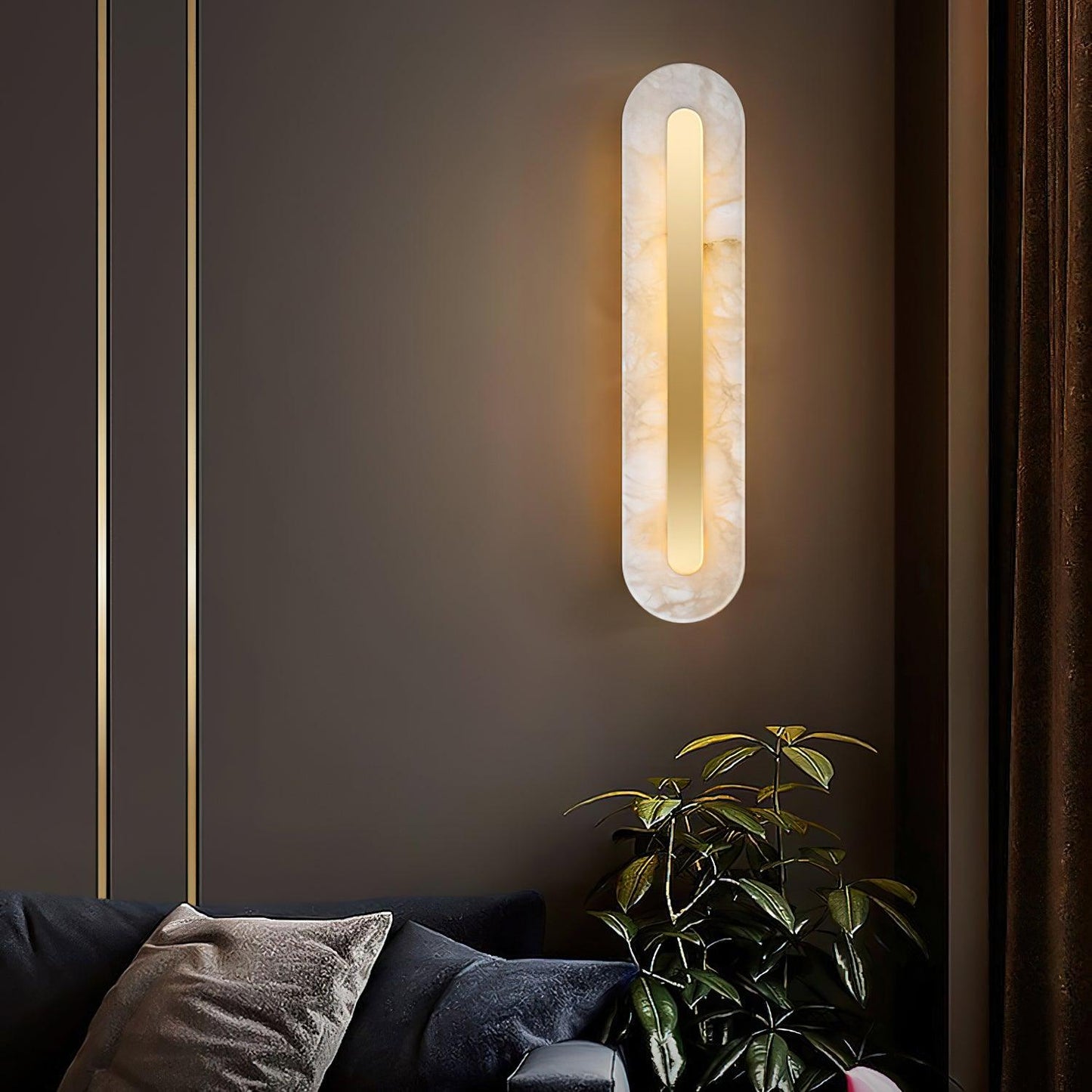 Alabaster Rounded Wall Light Fixture - Modern Sconce for Living Room & Hallway Lighting