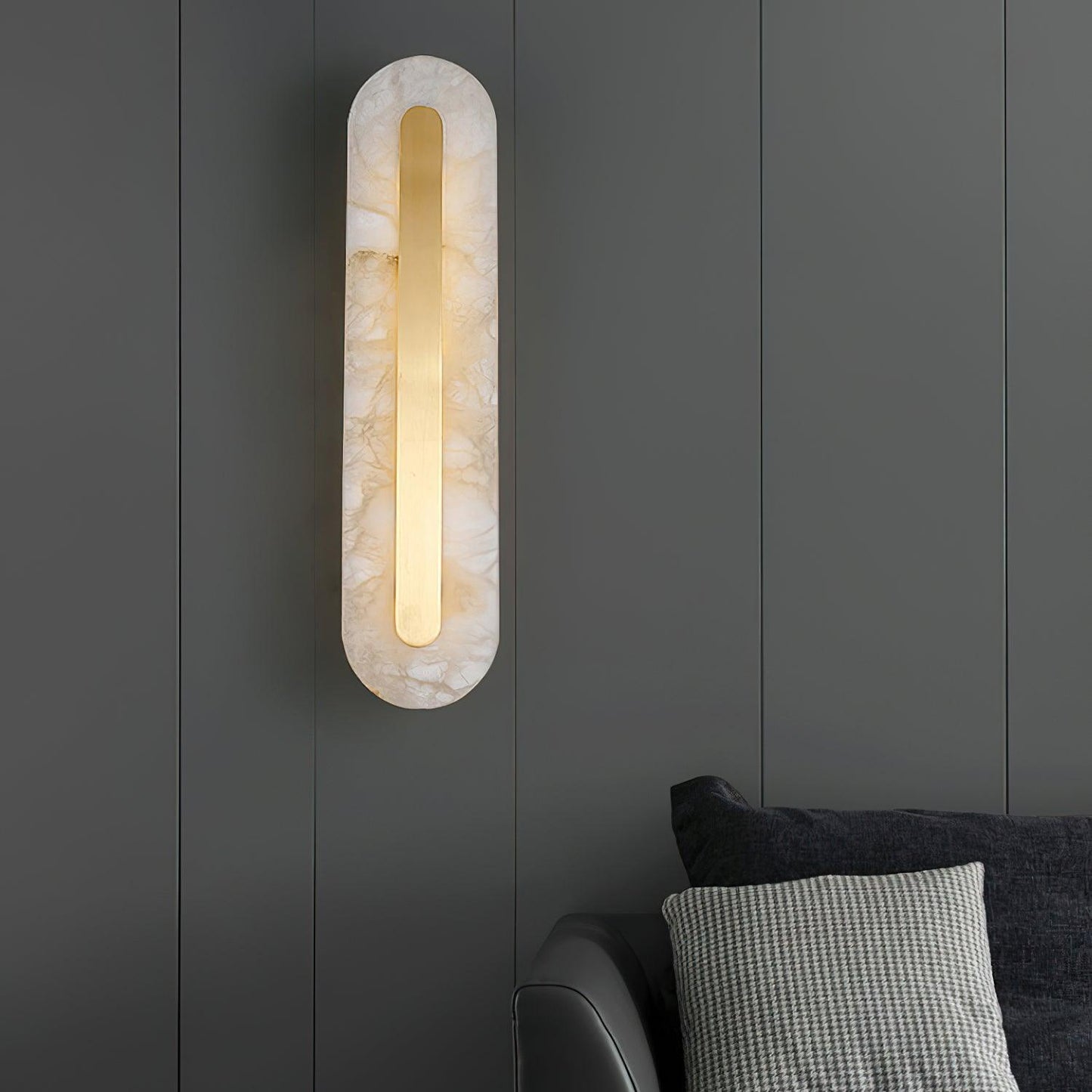 Alabaster Rounded Wall Light Fixture - Modern Sconce for Living Room & Hallway Lighting
