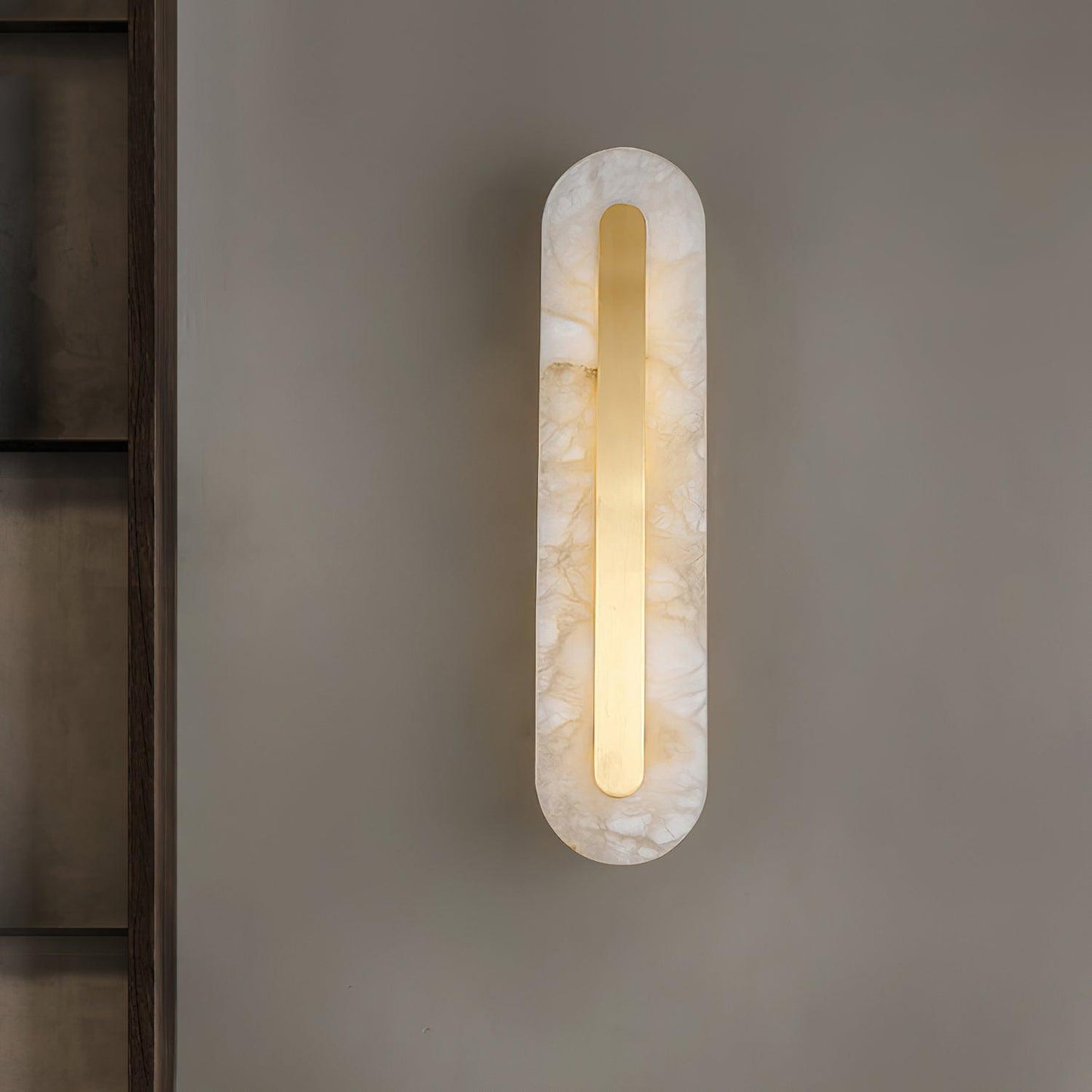Alabaster Rounded Wall Light Fixture - Modern Sconce for Living Room & Hallway Lighting