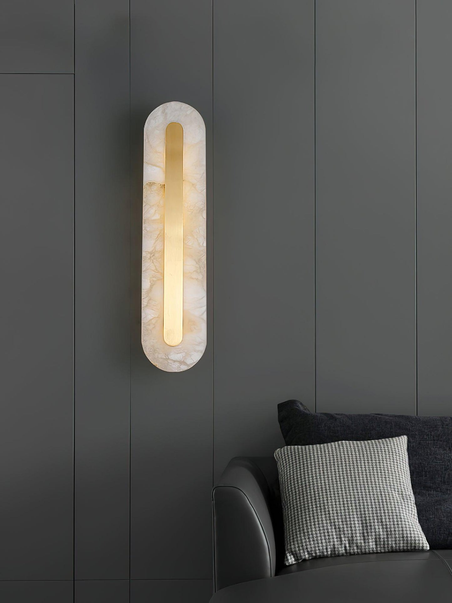 Alabaster Rounded Wall Light Fixture - Modern Sconce for Living Room & Hallway Lighting