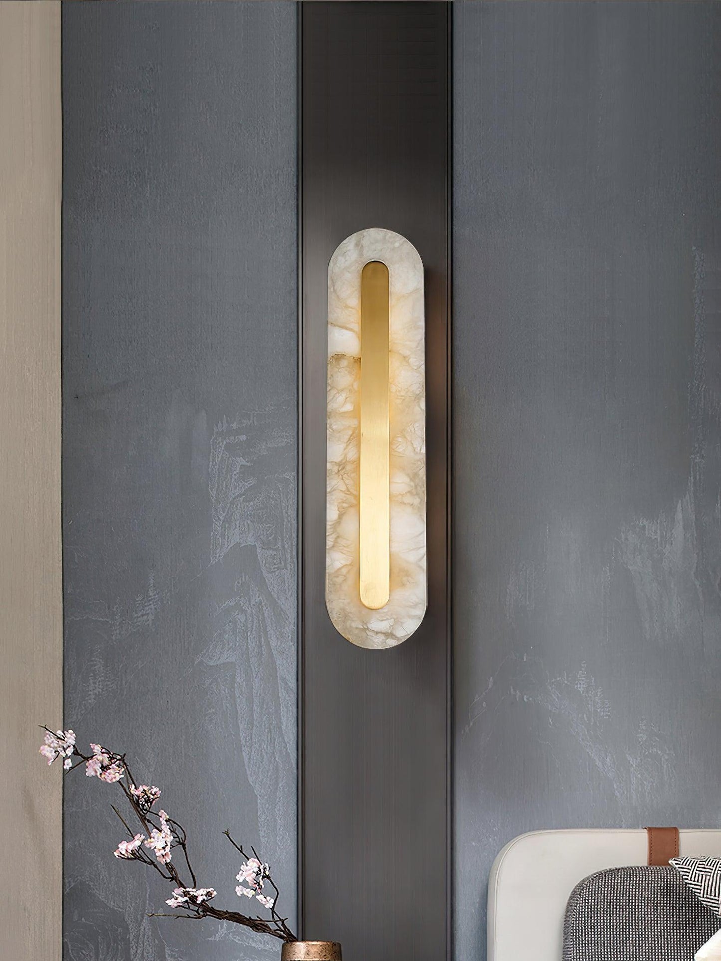 Alabaster Rounded Wall Light Fixture - Modern Sconce for Living Room & Hallway Lighting