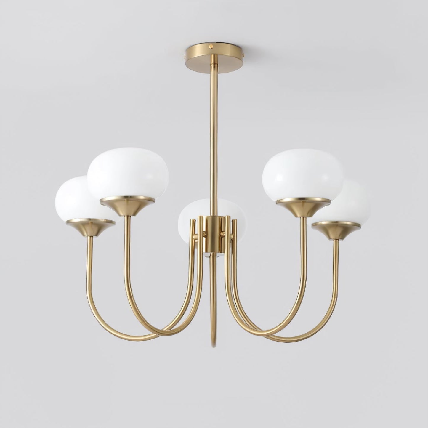 Marshmallow Chandelier | Gold Finish with Pink Glass Shades for Indoor Use & Modern Home Decor