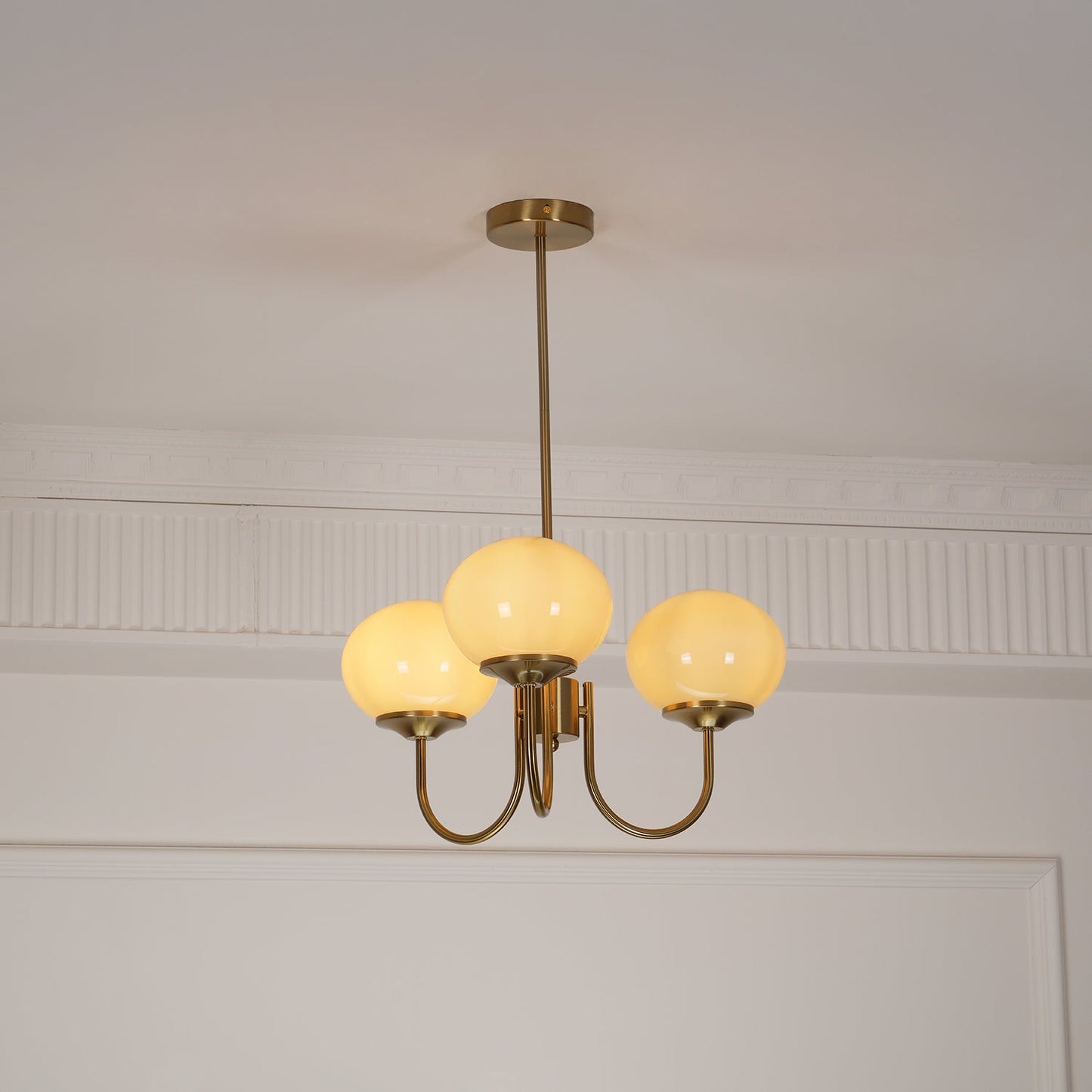 Marshmallow Chandelier | Gold Finish with Pink Glass Shades for Indoor Use & Modern Home Decor