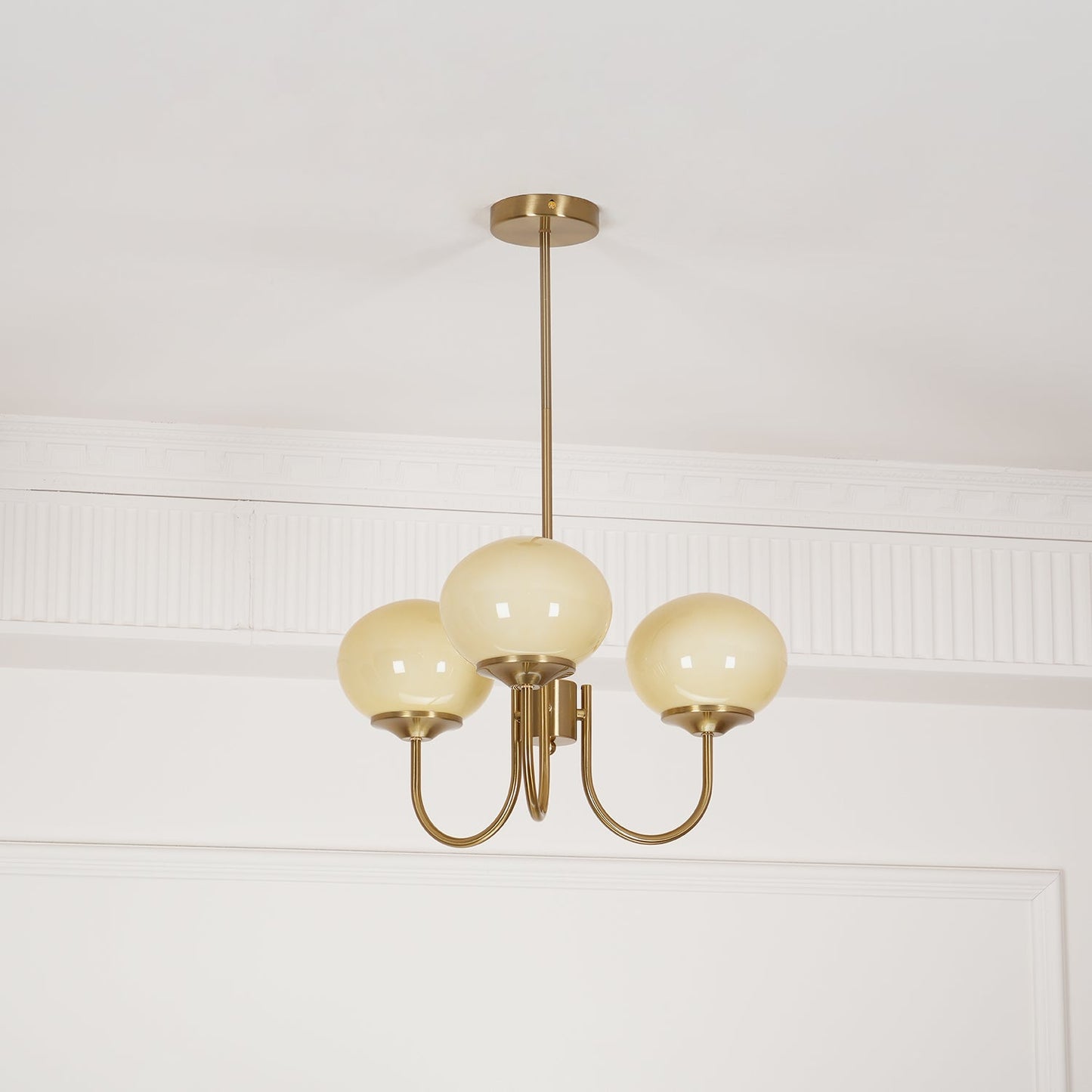Marshmallow Chandelier | Gold Finish with Pink Glass Shades for Indoor Use & Modern Home Decor