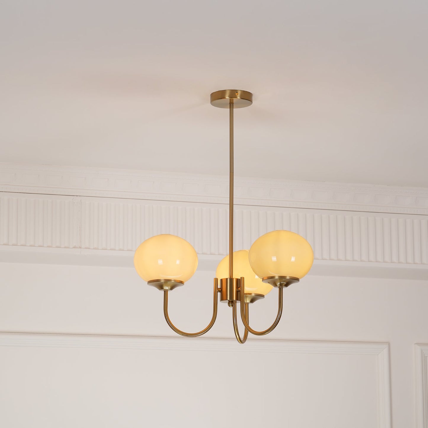 Marshmallow Chandelier | Gold Finish with Pink Glass Shades for Indoor Use & Modern Home Decor