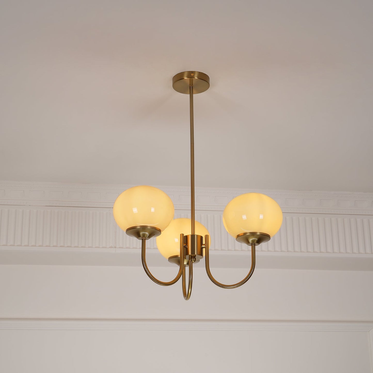 Marshmallow Chandelier | Gold Finish with Pink Glass Shades for Indoor Use & Modern Home Decor