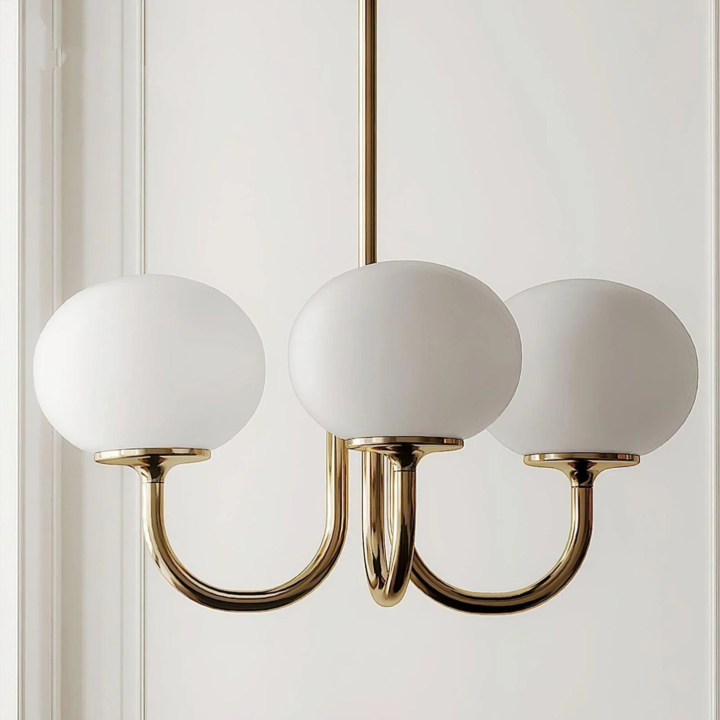 Marshmallow Chandelier | Gold Finish with Pink Glass Shades for Indoor Use & Modern Home Decor
