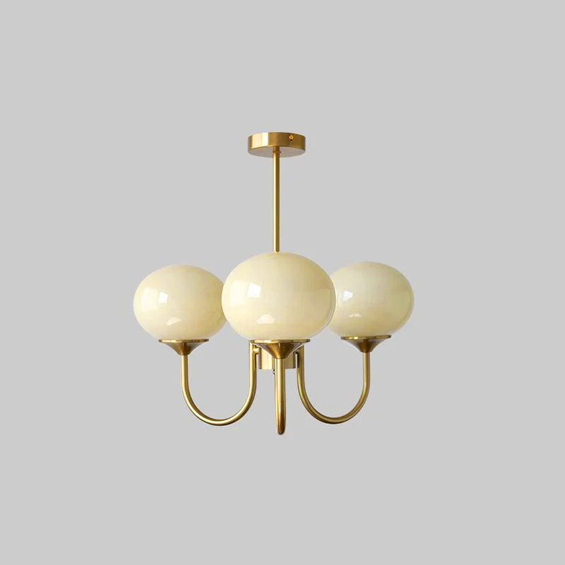 Marshmallow Chandelier | Gold Finish with Pink Glass Shades for Indoor Use & Modern Home Decor