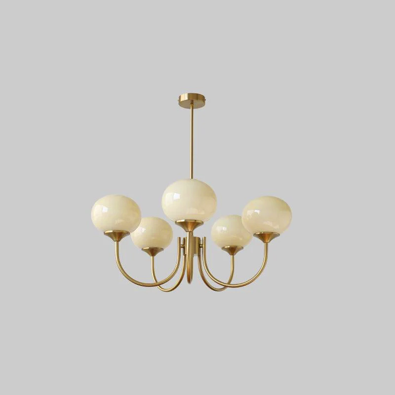 Marshmallow Chandelier | Gold Finish with Pink Glass Shades for Indoor Use & Modern Home Decor