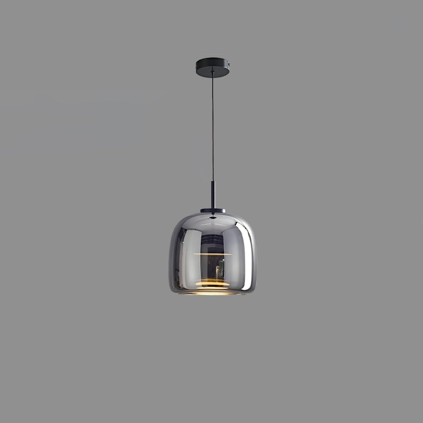 Glass Pendant Lamp | Smoked Dome, Metal Accents & Adjustable Height for Modern Home Decor | Canadian lighting