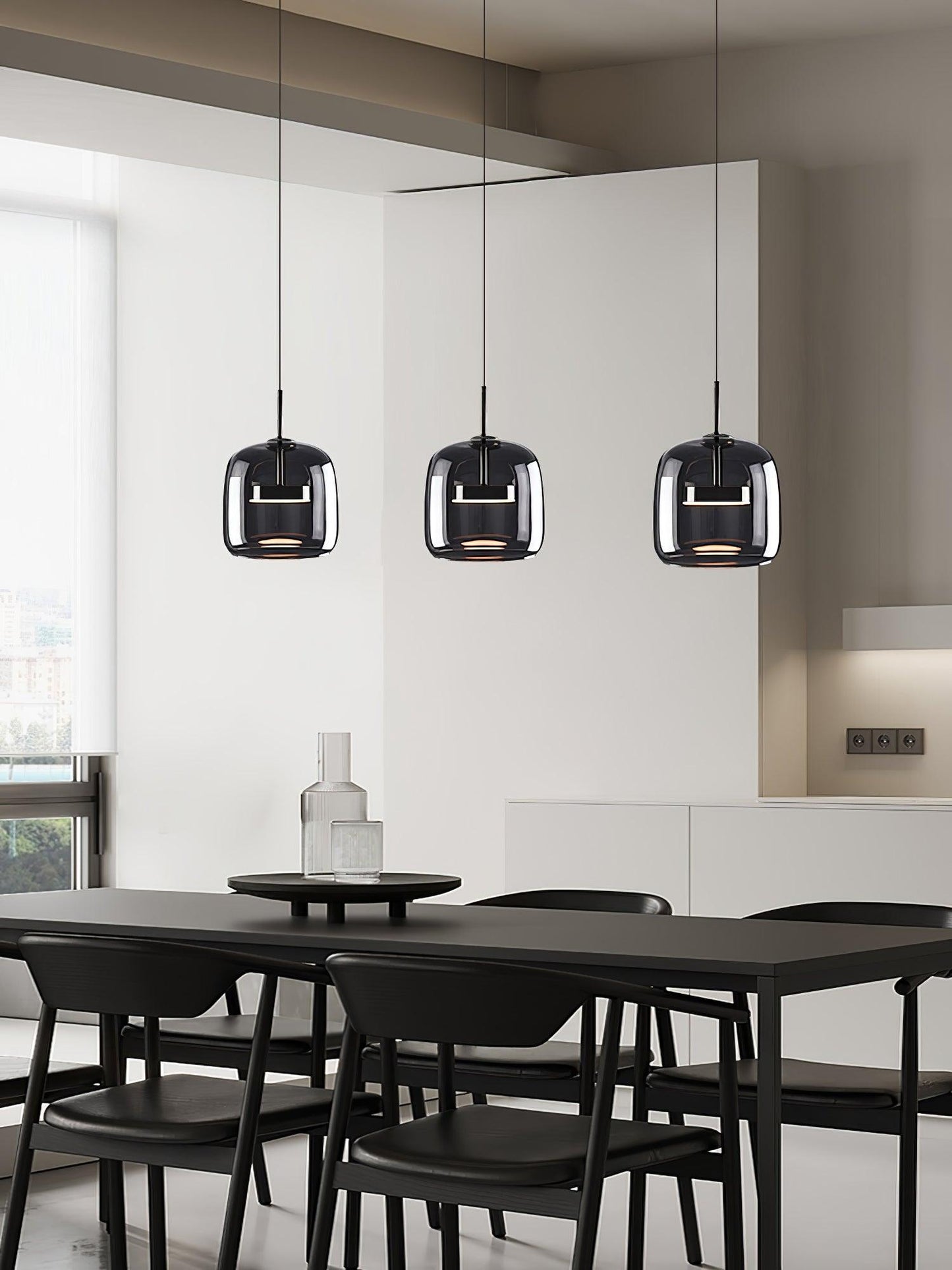 Glass Pendant Lamp | Smoked Dome, Metal Accents & Adjustable Height for Modern Home Decor | Canadian lighting