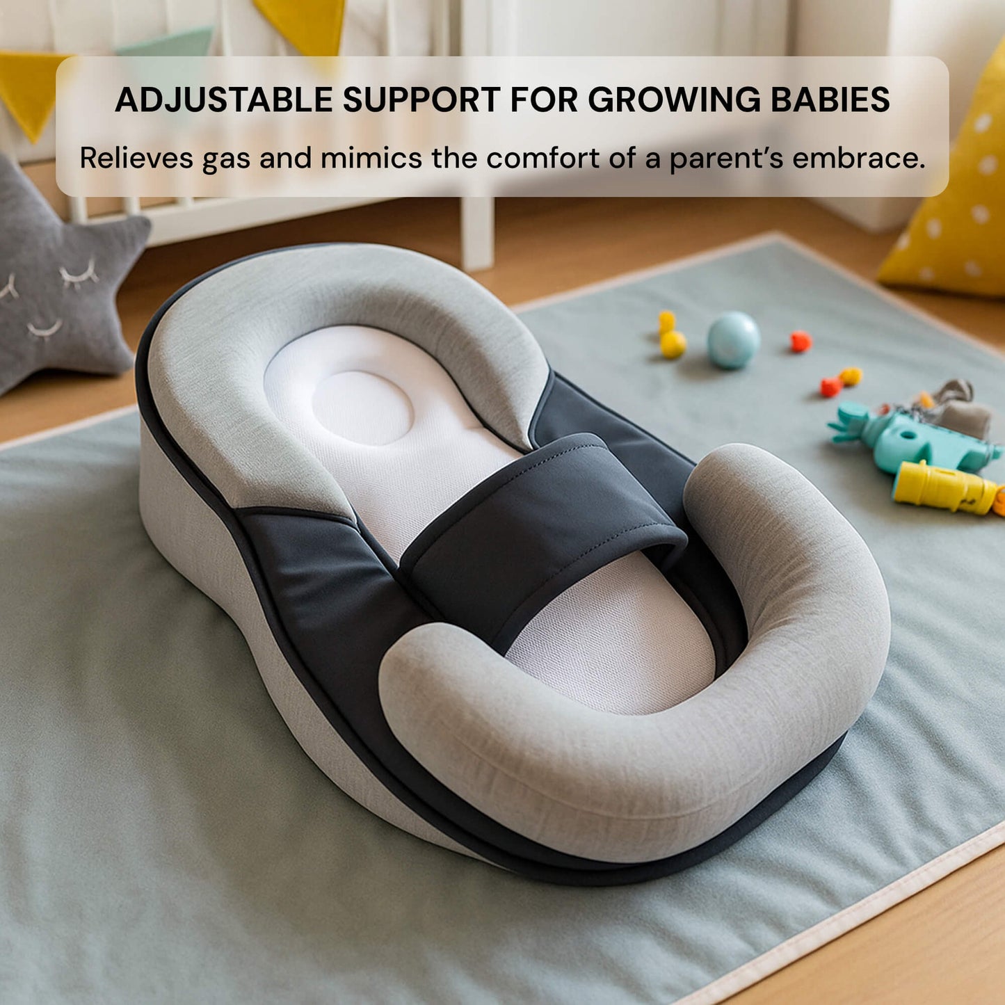 Anti Roll Baby Reflux Pillow Bed – Sleep Pod Infant Nest with 15° Wedge | Portable Anti-Reflux & Flat Head Pillow for Baby