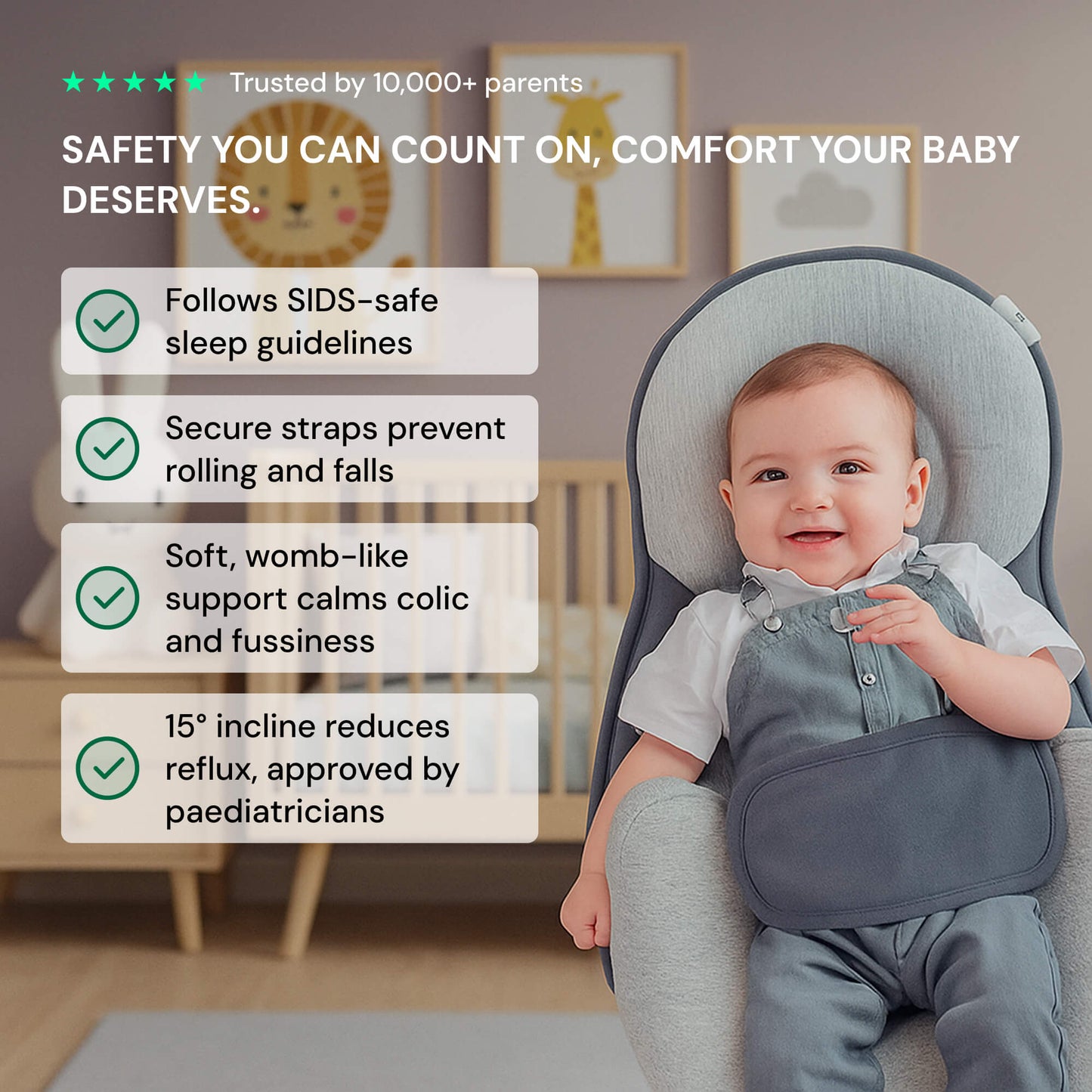Anti Roll Baby Reflux Pillow Bed – Sleep Pod Infant Nest with 15° Wedge | Portable Anti-Reflux & Flat Head Pillow for Baby