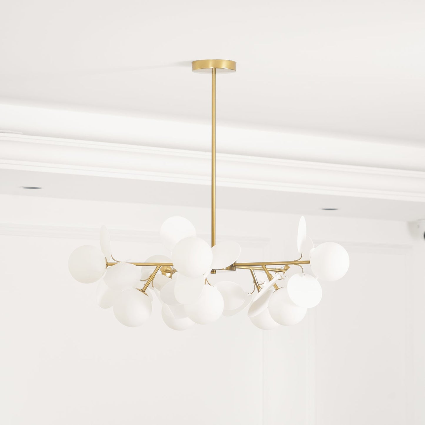 LED Tree Chandelier Light Fixture in Off White for Living Room & Dining Room Decor
