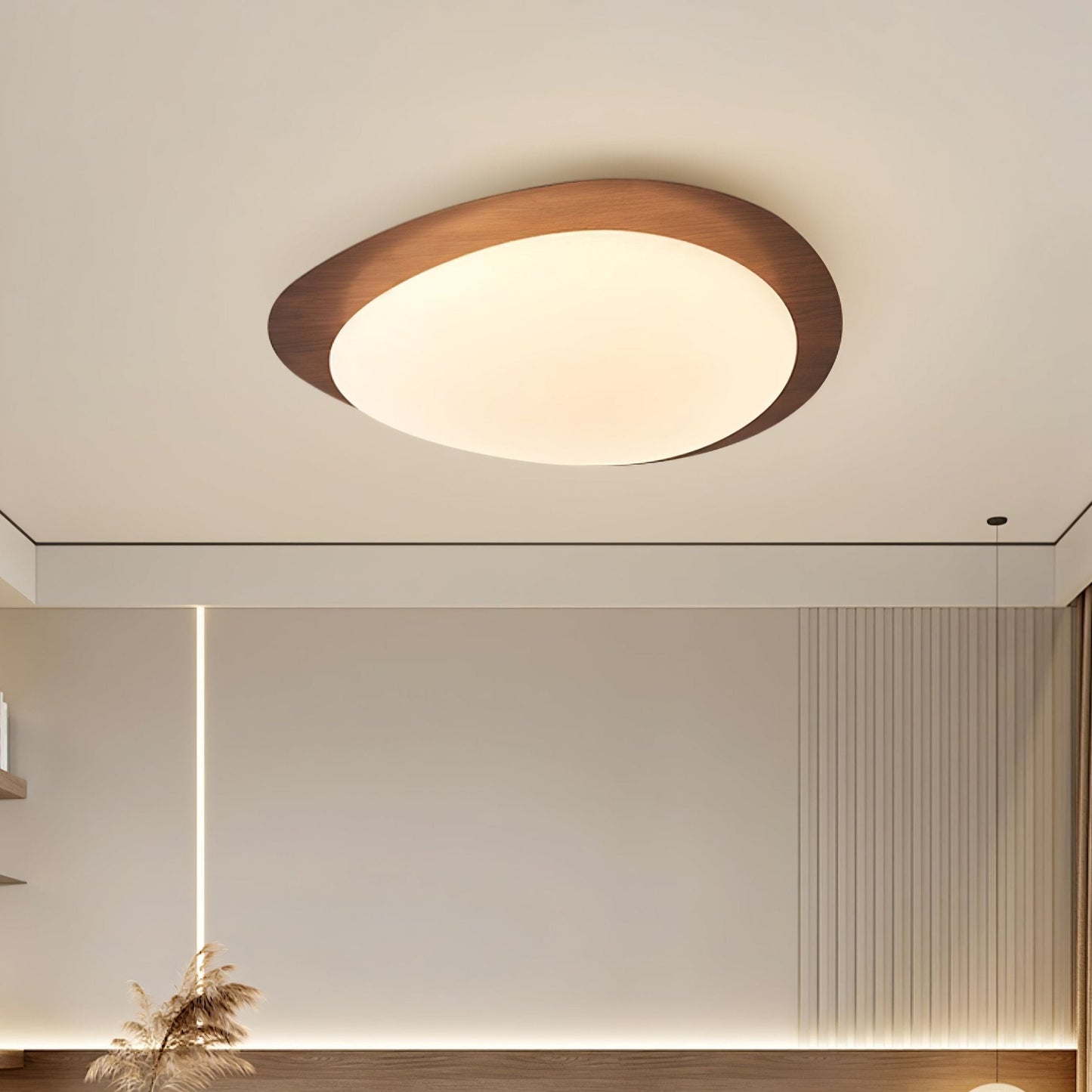 Nordic Ceiling Light | Ceiling Mount light fixture, Dimmable, Walnut Wood Grain Finish & Ideal for Indoor Home Decor