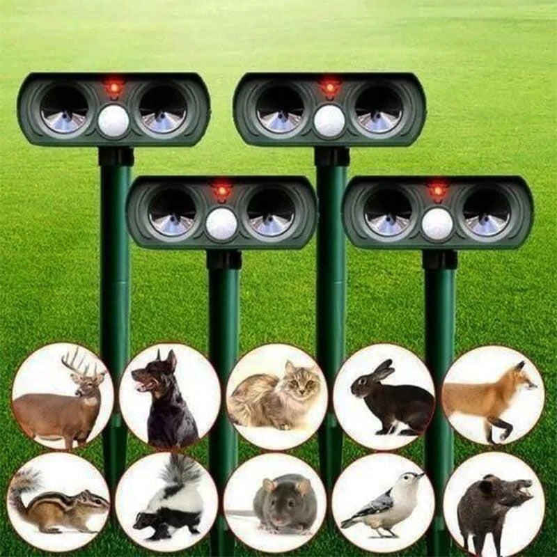 Infrared Solar Powered Animal Pest Repeller | Effective High-Frequency Sound for Garden Protection