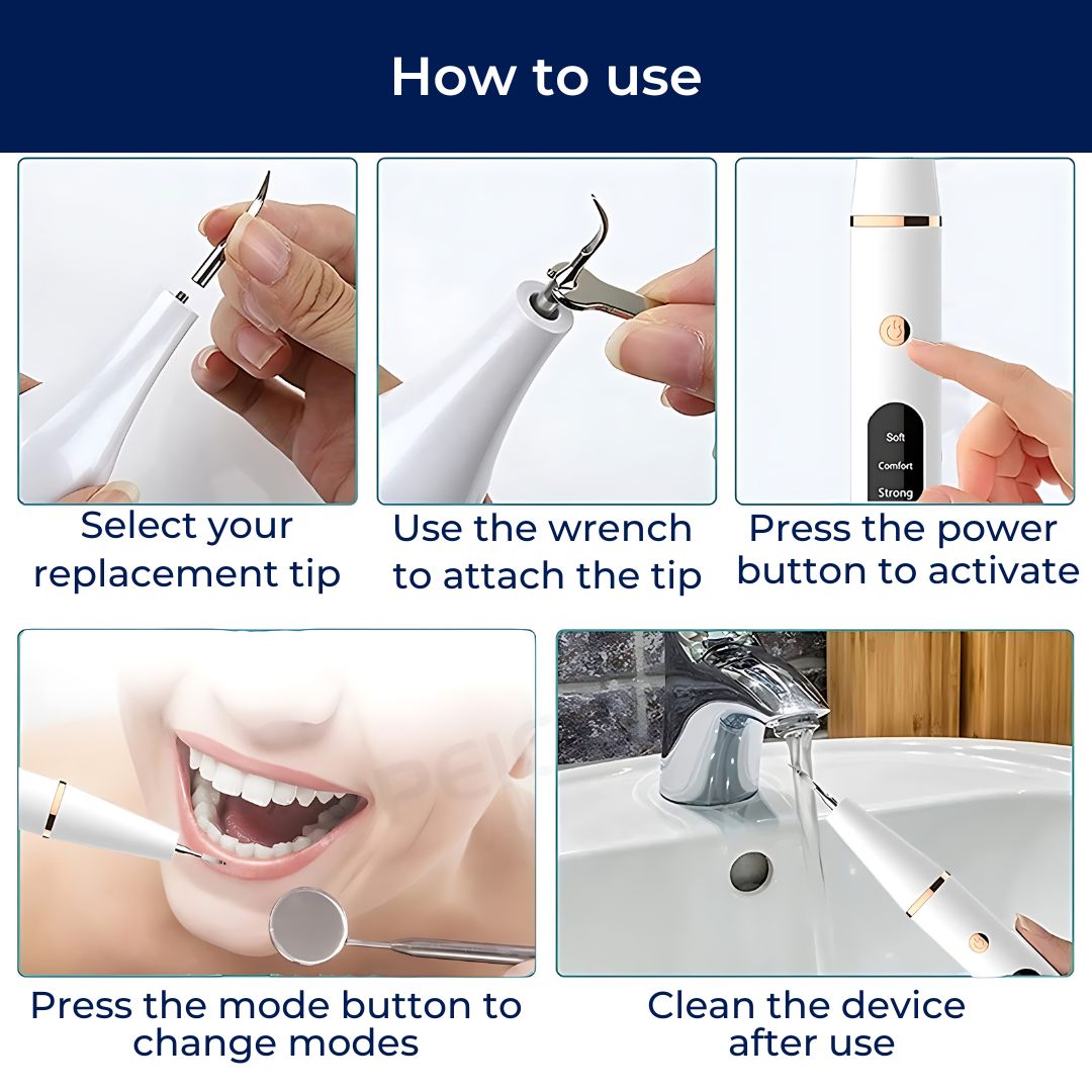 Ultrasonic Teeth Cleaner | Deep Plaque & Tartar Remover for Home Use, Promotes Gum Health