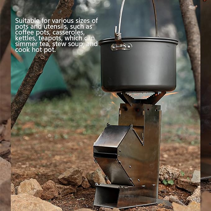 Portable Outdoor Rocket Wood Burning Stove | Efficient, Lightweight & Ideal for Camping and Backyard Gatherings