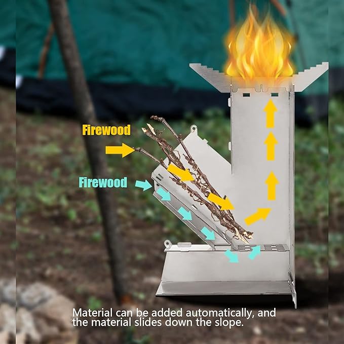 Portable Outdoor Rocket Wood Burning Stove | Efficient, Lightweight & Ideal for Camping and Backyard Gatherings