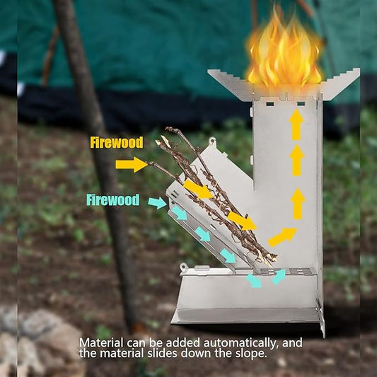 Portable Outdoor Rocket Wood Burning Stove | Efficient, Lightweight & Ideal for Camping and Backyard Gatherings