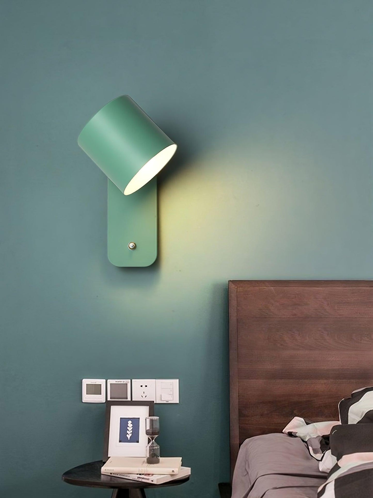 Rotatable Cylinder Plug-in Wall Lamp with Adjustable Brightness for Living Room & Bedroom Lighting