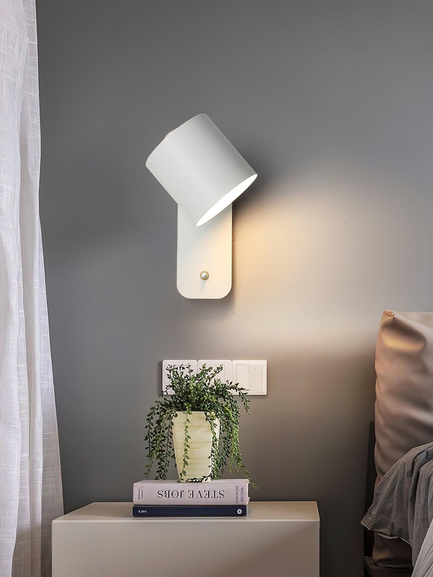 Rotatable Cylinder Plug-in Wall Lamp with Adjustable Brightness for Living Room & Bedroom Lighting