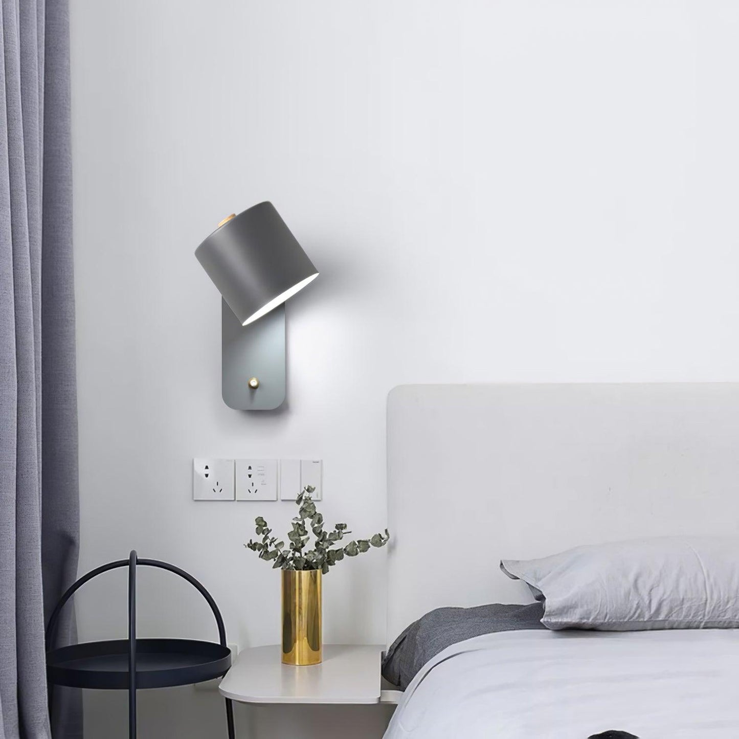 Rotatable Cylinder Plug-in Wall Lamp with Adjustable Brightness for Living Room & Bedroom Lighting