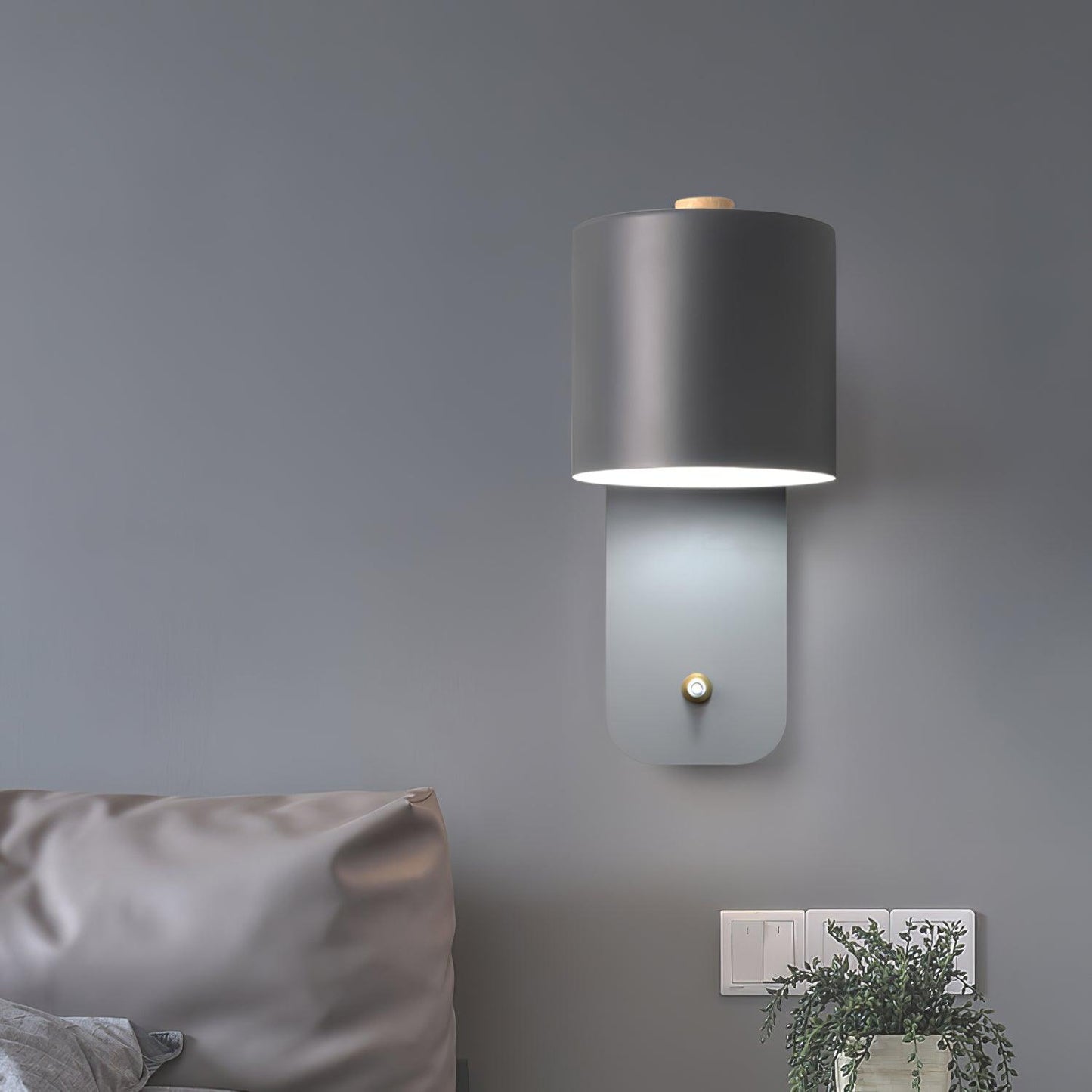 Rotatable Cylinder Plug-in Wall Lamp with Adjustable Brightness for Living Room & Bedroom Lighting