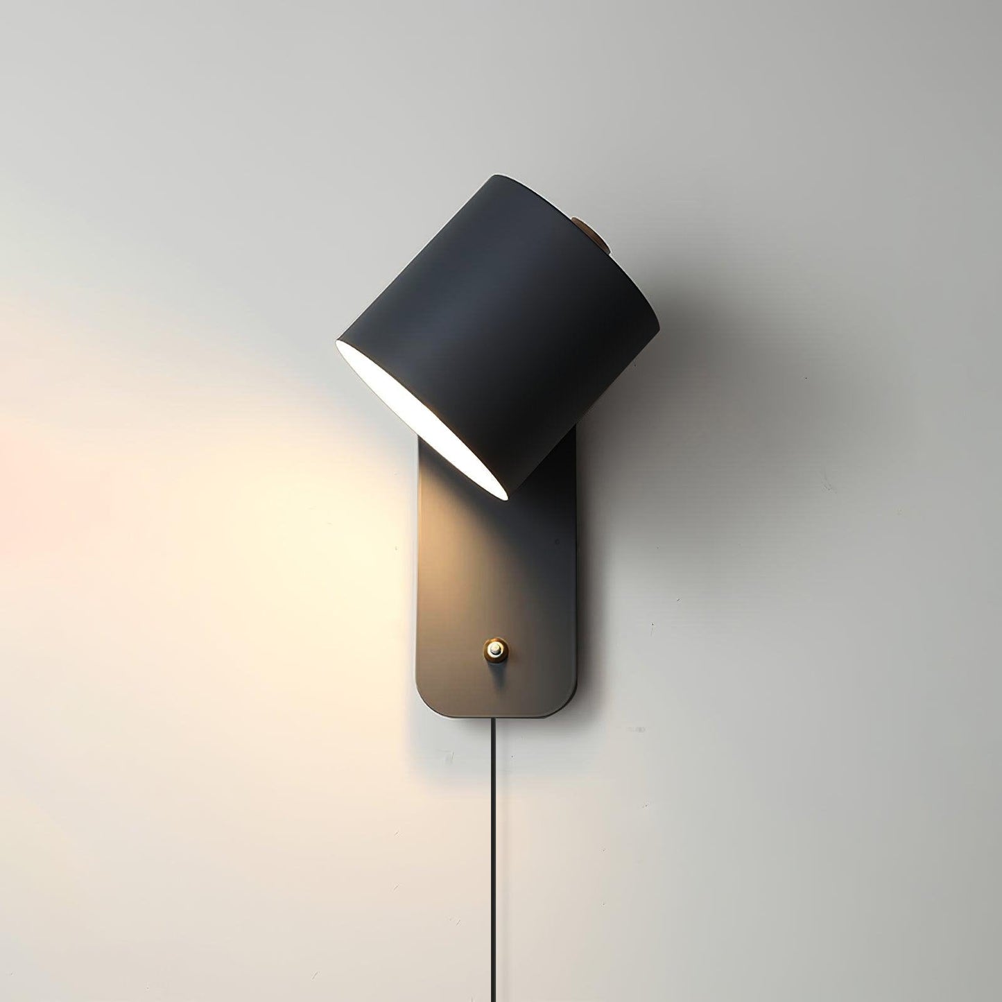 Rotatable Cylinder Plug-in Wall Lamp with Adjustable Brightness for Living Room & Bedroom Lighting