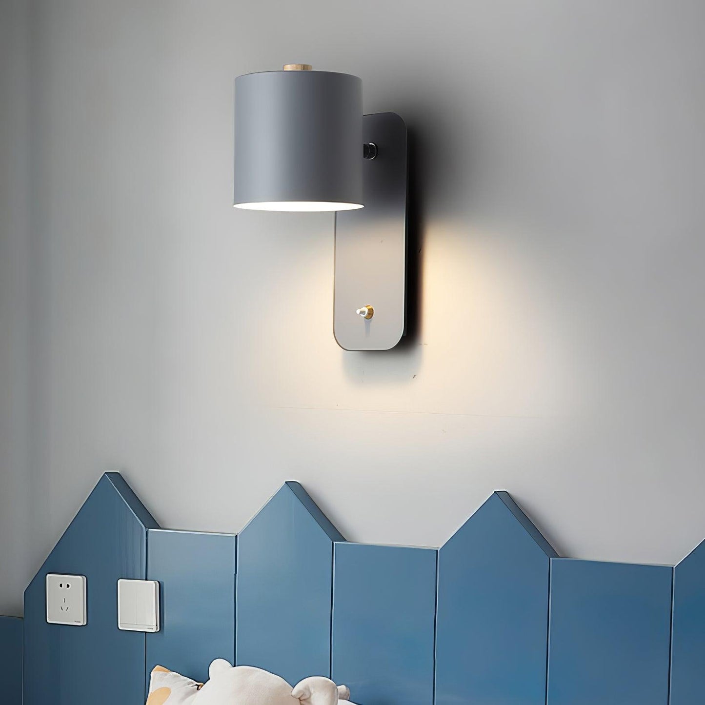 Rotatable Cylinder Plug-in Wall Lamp with Adjustable Brightness for Living Room & Bedroom Lighting