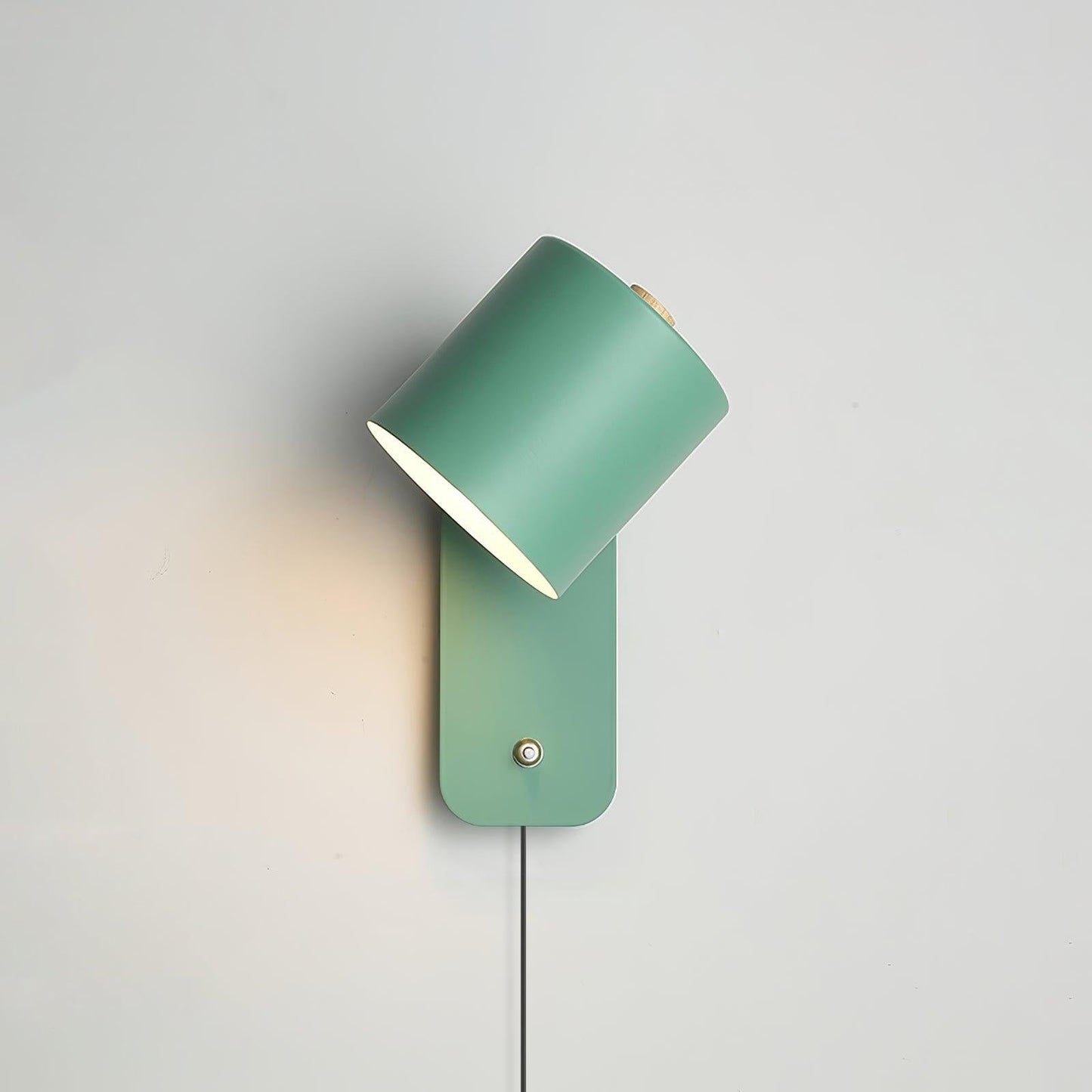 Rotatable Cylinder Plug-in Wall Lamp with Adjustable Brightness for Living Room & Bedroom Lighting