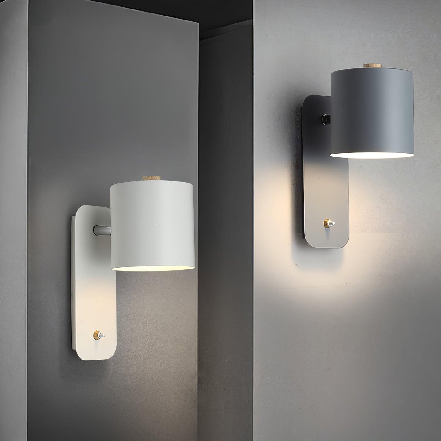 Rotatable Cylinder Plug-in Wall Lamp with Adjustable Brightness for Living Room & Bedroom Lighting