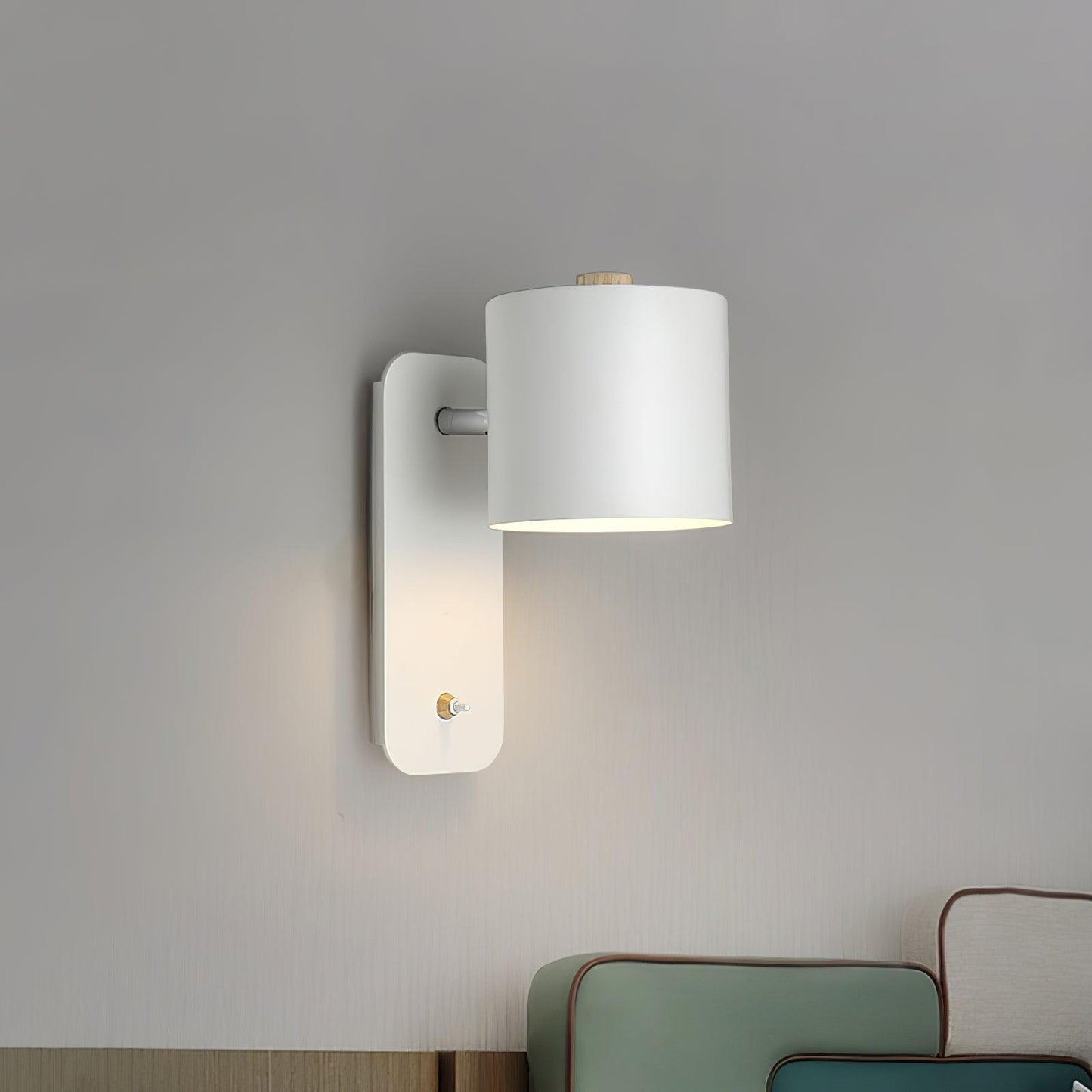 Rotatable Cylinder Plug-in Wall Lamp with Adjustable Brightness for Living Room & Bedroom Lighting