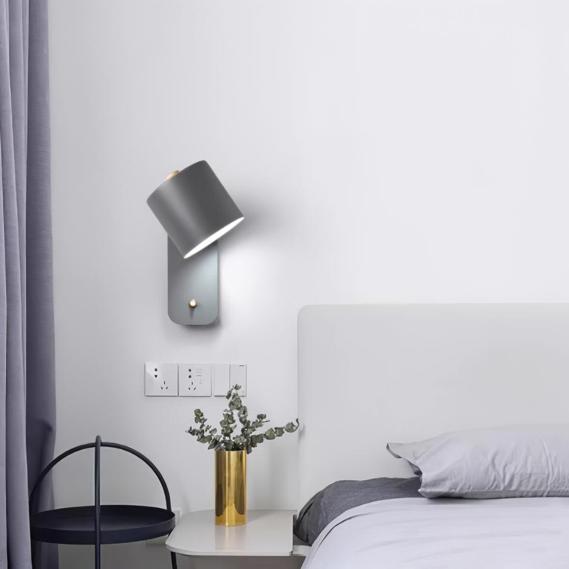 Rotatable Cylinder Plug-in Wall Lamp with Adjustable Brightness for Living Room & Bedroom Lighting