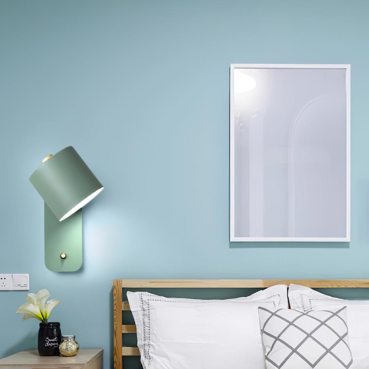 Rotatable Cylinder Plug-in Wall Lamp with Adjustable Brightness for Living Room & Bedroom Lighting