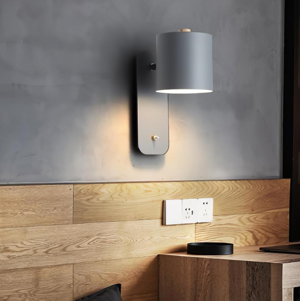 Rotatable Cylinder Plug-in Wall Lamp with Adjustable Brightness for Living Room & Bedroom Lighting