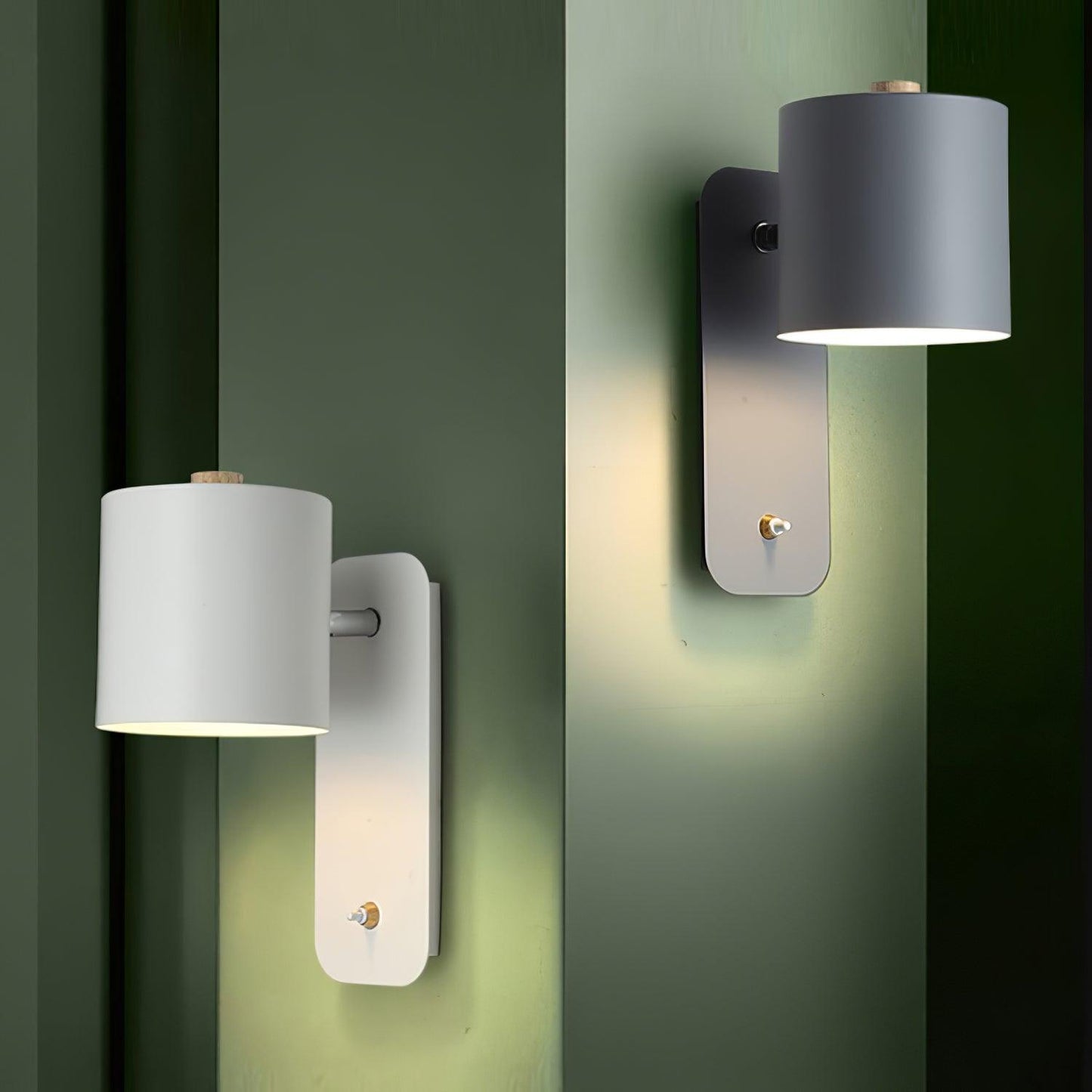 Rotatable Cylinder Plug-in Wall Lamp with Adjustable Brightness for Living Room & Bedroom Lighting