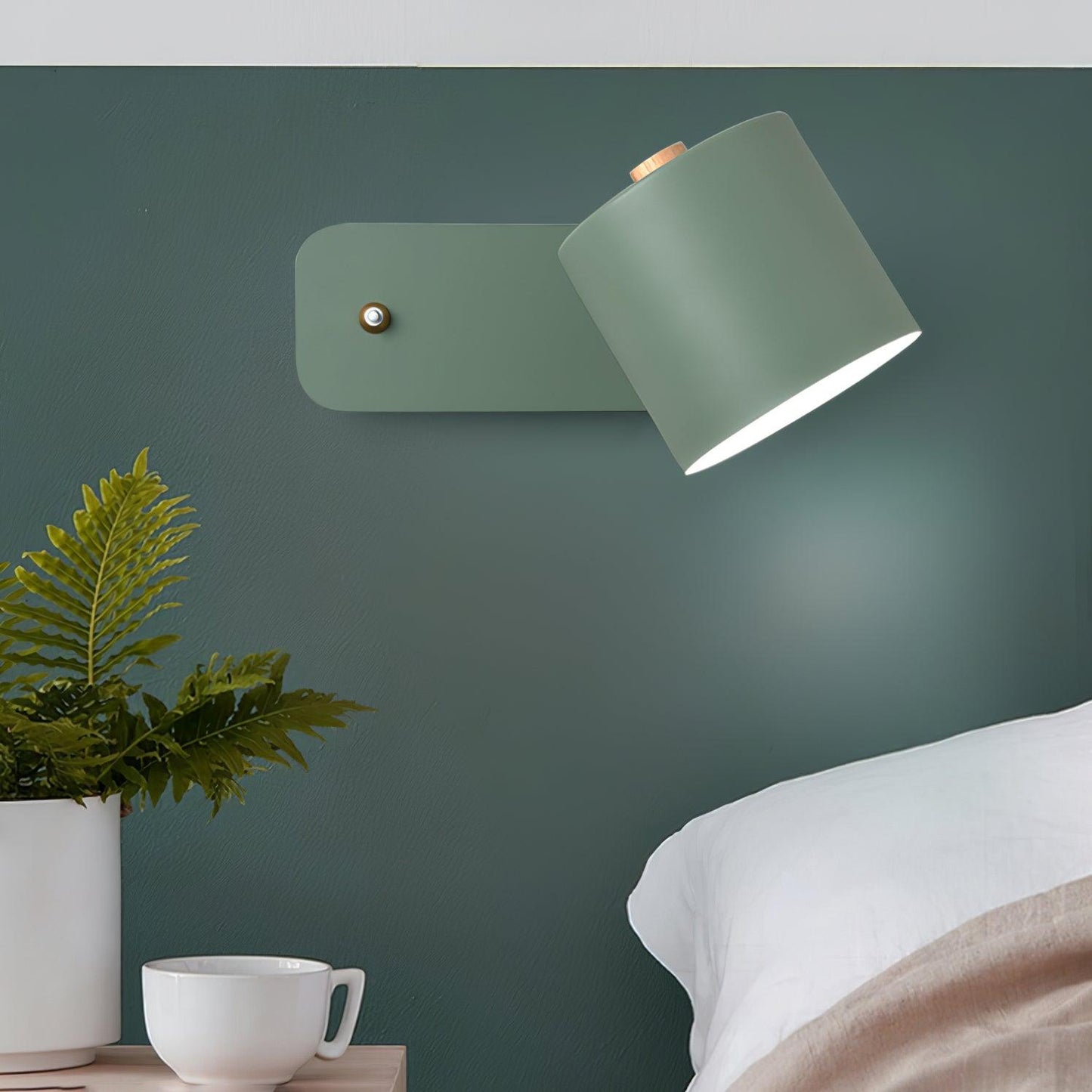 Rotatable Cylinder Plug-in Wall Lamp with Adjustable Brightness for Living Room & Bedroom Lighting