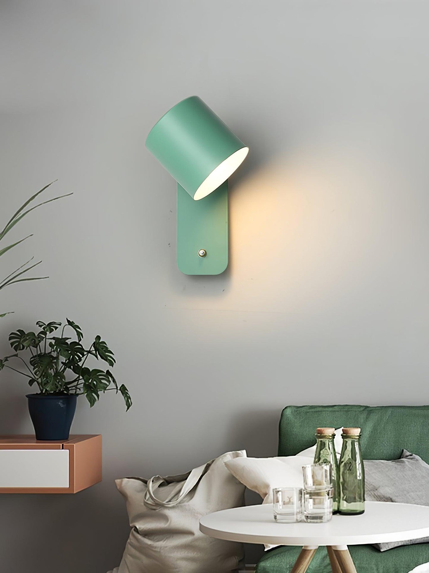 Rotatable Cylinder Plug-in Wall Lamp with Adjustable Brightness for Living Room & Bedroom Lighting