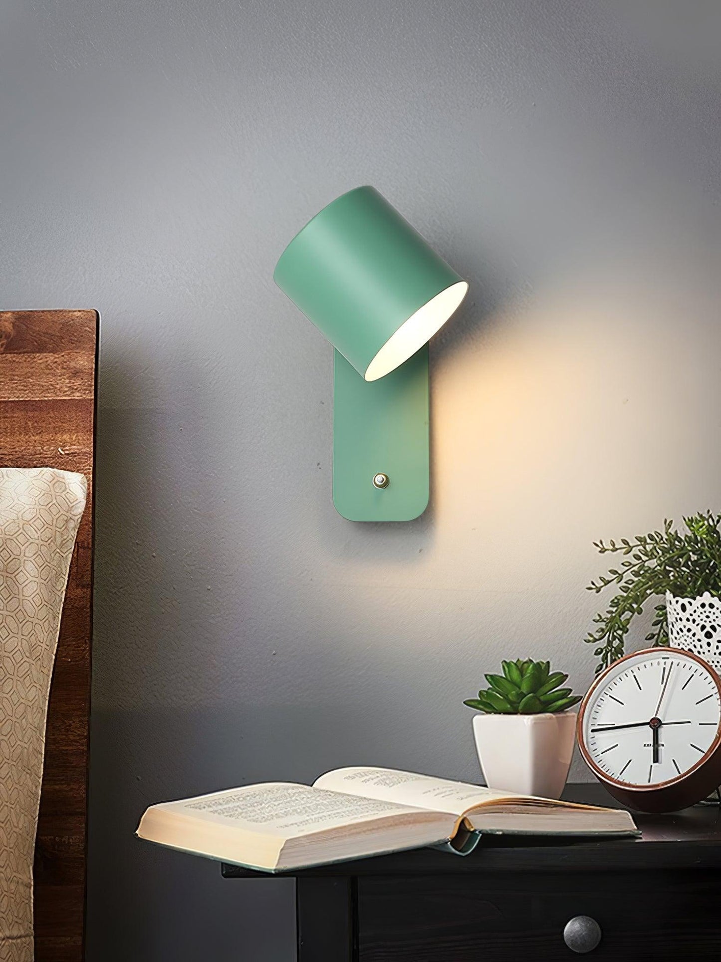 Rotatable Cylinder Plug-in Wall Lamp with Adjustable Brightness for Living Room & Bedroom Lighting